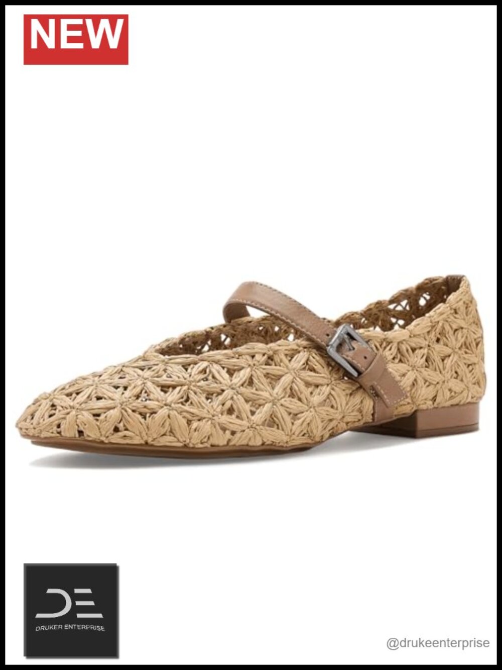 Bernardo Borden Raffia Woven Leather Mary Jane Heeled Flats Block Heel